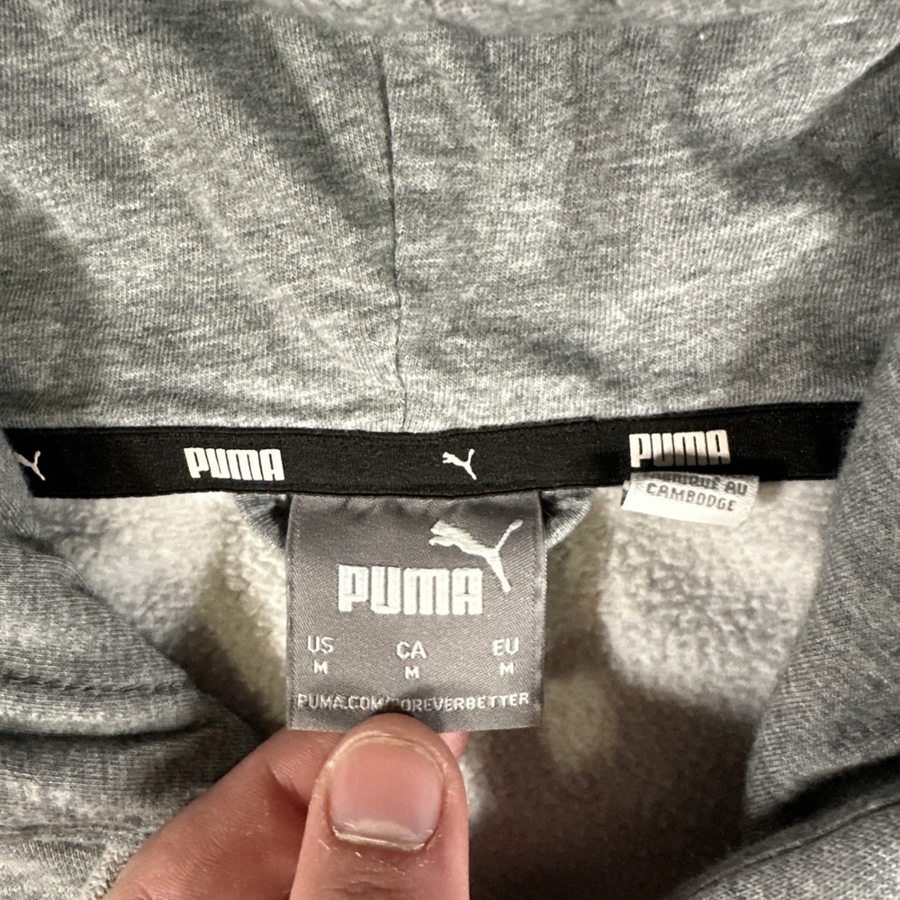 Puma Hoodie Zip Up Unisex M Gray Black Colorblock Sweatshirt Logo - Picture 3 of 8